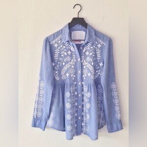 Johnny Was embroidered boho shirt 3J workshop